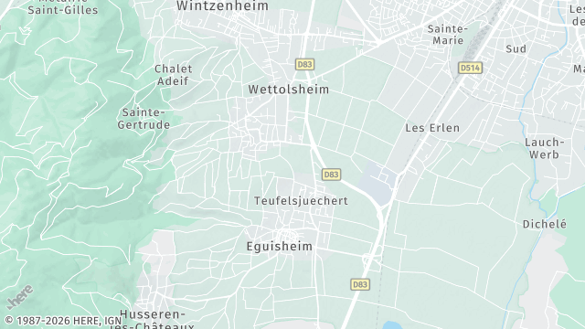 Carte de la zone d'intervention à Wettolsheim