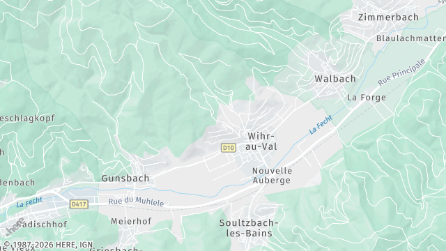 Carte de la zone d'intervention à Wihr-au-Val
