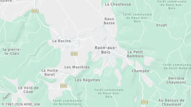 Carte de la zone d'intervention à Raon-aux-Bois