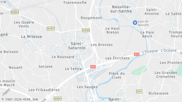 Carte de la zone d'intervention à Saint-Saturnin