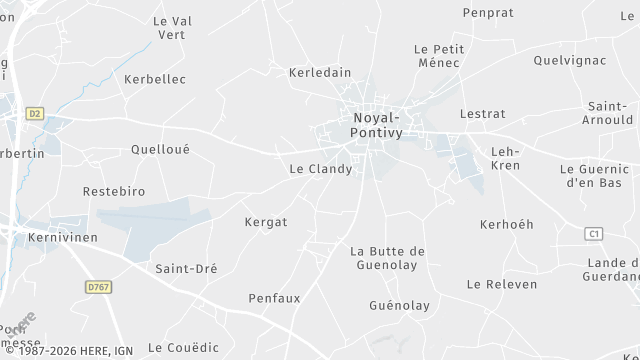 Carte de la zone d'intervention à Noyal-Pontivy