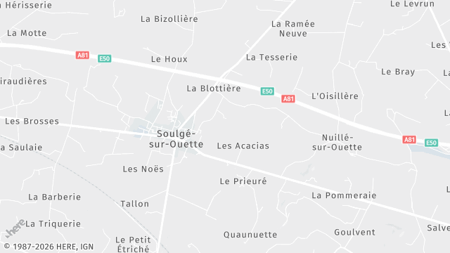 Carte de la zone d'intervention à Soulgé-sur-Ouette