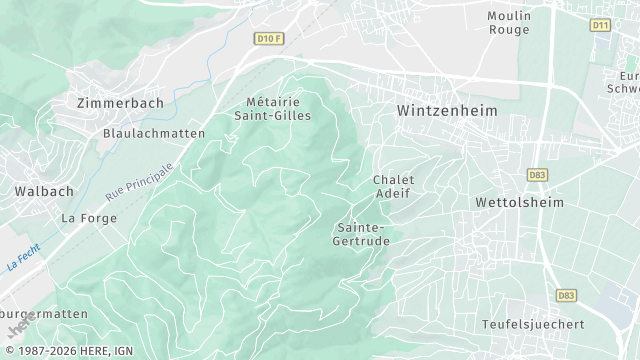Carte de la zone d'intervention à Wintzenheim