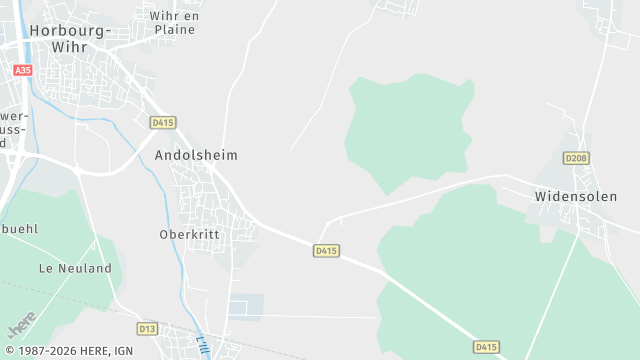 Carte de la zone d'intervention à Andolsheim