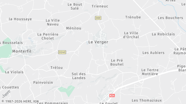 Carte de la zone d'intervention à Le Verger