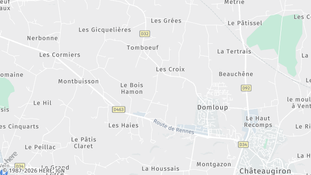 Carte de la zone d'intervention à Domloup