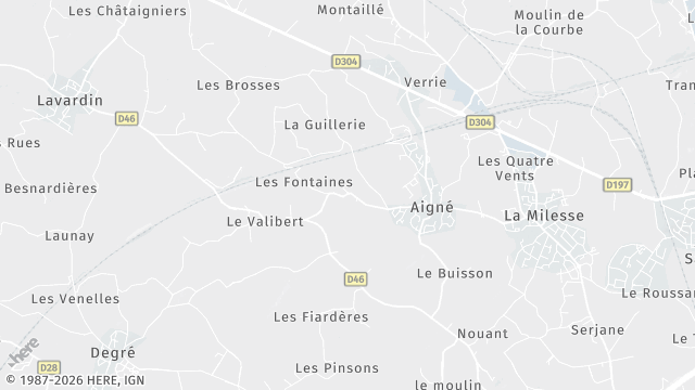 Carte de la zone d'intervention à Aigné