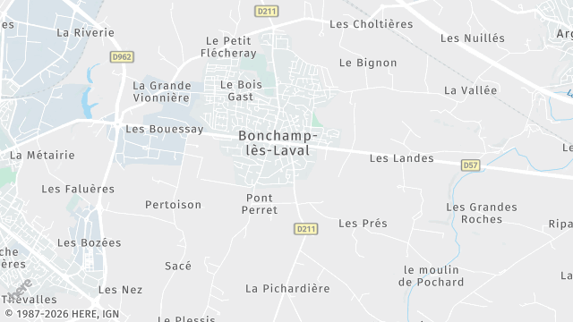 Carte de la zone d'intervention à Bonchamp-lès-Laval