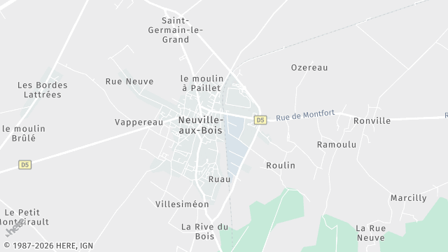 Carte de la zone d'intervention à Neuville-aux-Bois