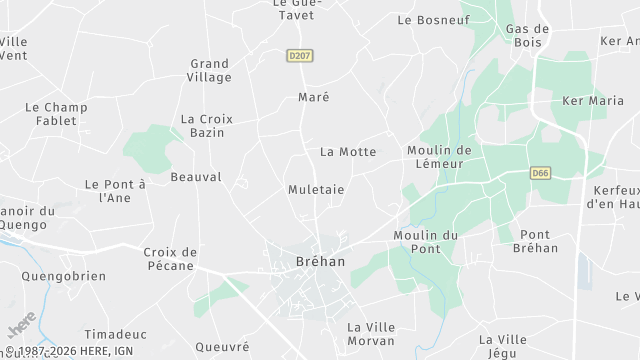 Carte de la zone d'intervention à Bréhan