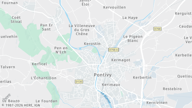 Carte de la zone d'intervention à Pontivy