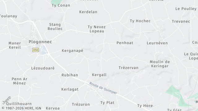 Carte de la zone d'intervention à Plogonnec