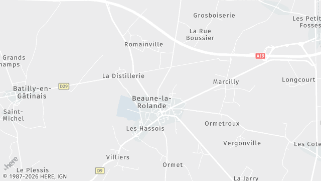 Carte de la zone d'intervention à Beaune-la-Rolande