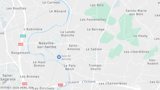 Carte de la zone d'intervention à Neuville-sur-Sarthe