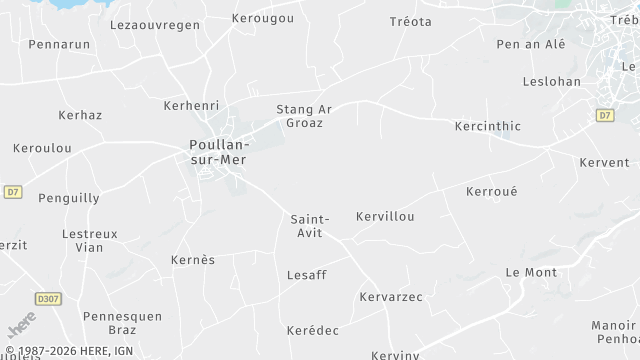 Carte de la zone d'intervention à Poullan-sur-Mer