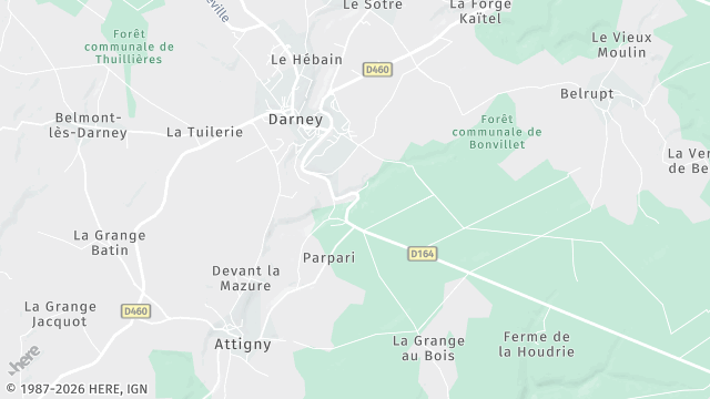 Carte de la zone d'intervention à Darney