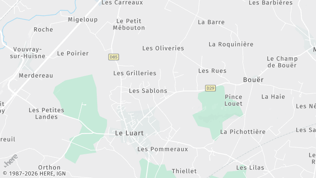 Carte de la zone d'intervention à Le Luart