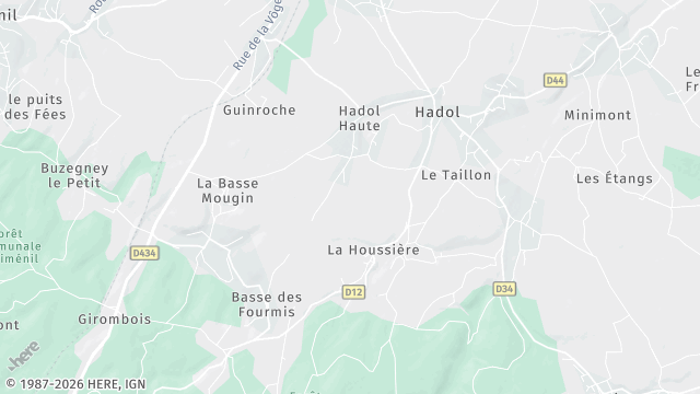 Carte de la zone d'intervention à Hadol
