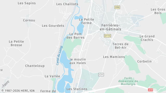 Carte de la zone d'intervention à Fontenay-sur-Loing