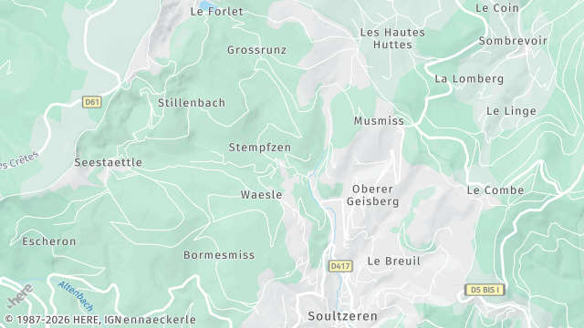 Carte de la zone d'intervention à Soultzeren