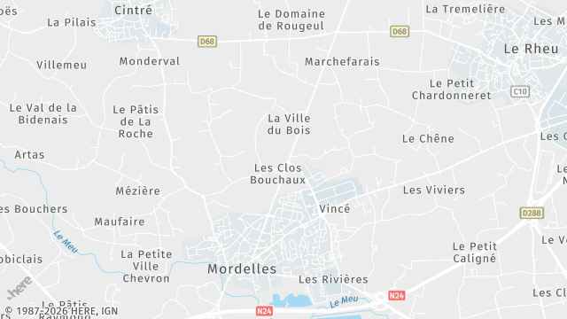 Carte de la zone d'intervention à Mordelles
