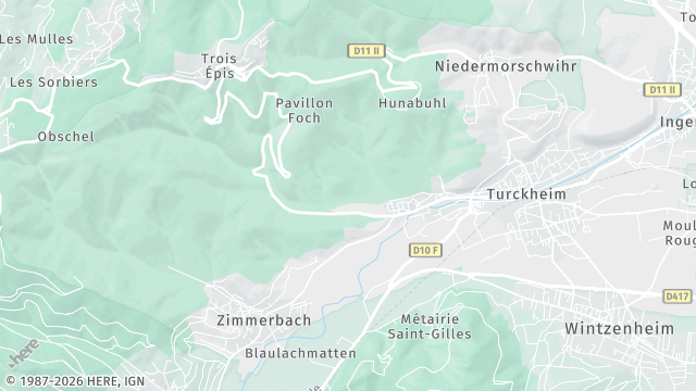 Carte de la zone d'intervention à Turckheim