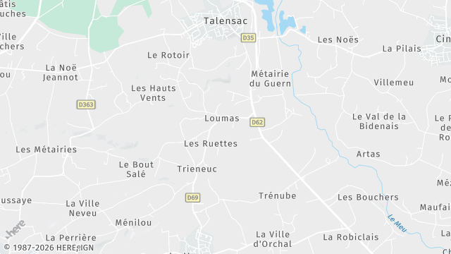 Carte de la zone d'intervention à Talensac