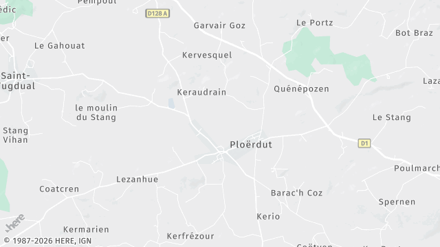 Carte de la zone d'intervention à Ploërdut