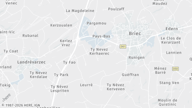 Carte de la zone d'intervention à Briec
