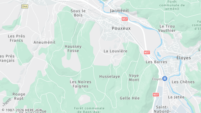 Carte de la zone d'intervention à Pouxeux