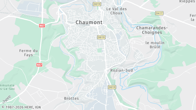 Carte de la zone d'intervention à Chaumont