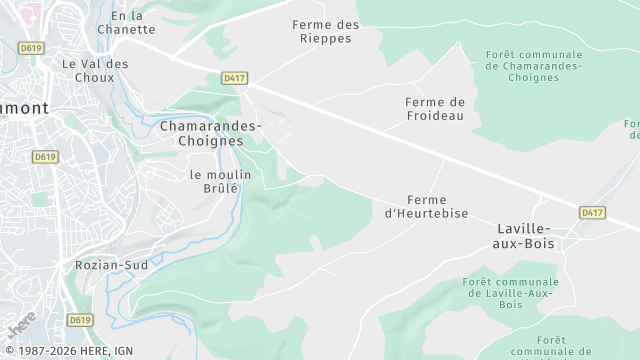 Carte de la zone d'intervention à Chamarandes-Choignes