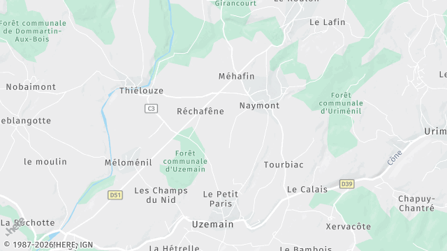 Carte de la zone d'intervention à Uzemain