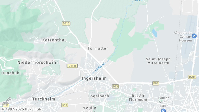 Carte de la zone d'intervention à Ingersheim