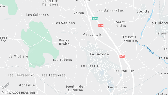 Carte de la zone d'intervention à La Bazoge