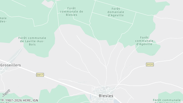 Carte de la zone d'intervention à Biesles