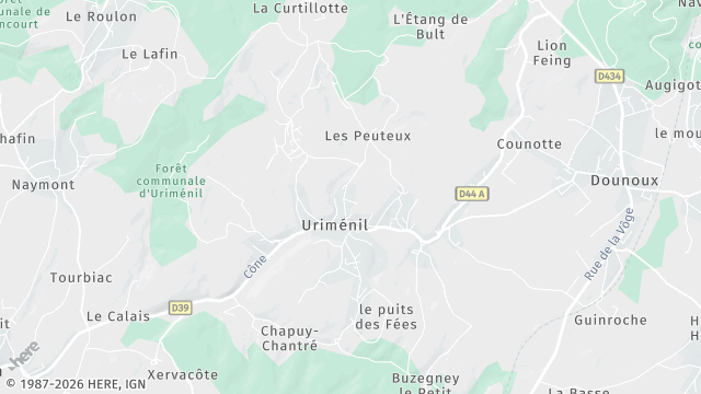 Carte de la zone d'intervention à Uriménil