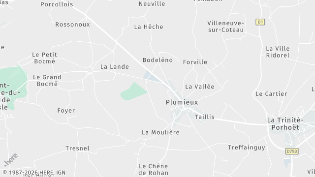 Carte de la zone d'intervention à Plumieux