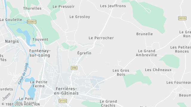 Carte de la zone d'intervention à Ferrières-en-Gâtinais