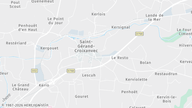 Carte de la zone d'intervention à Saint-Gérand-Croixanvec
