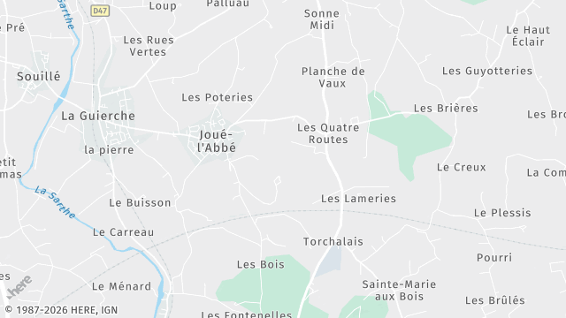 Carte de la zone d'intervention à Joué-l'Abbé
