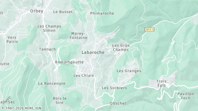 Carte de la zone d'intervention à Labaroche