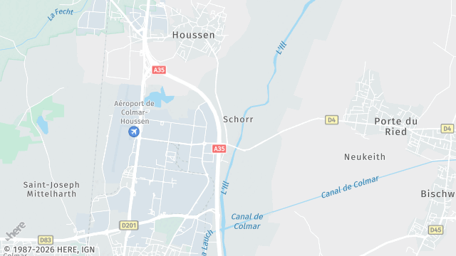 Carte de la zone d'intervention à Colmar