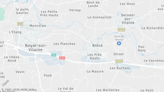 Carte de la zone d'intervention à Brécé