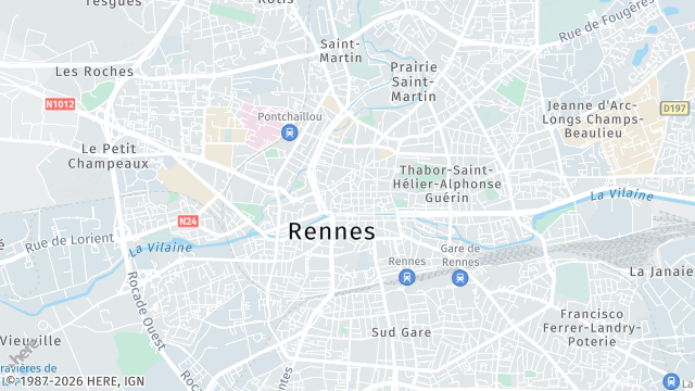 Carte de la zone d'intervention à Rennes