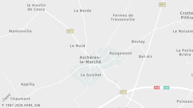 Carte de la zone d'intervention à Aschères-le-Marché