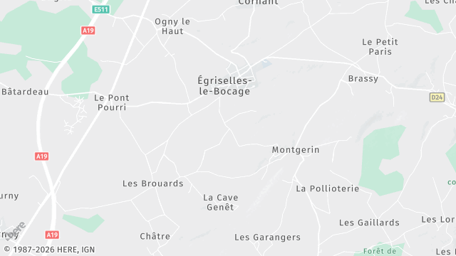 Carte de la zone d'intervention à Égriselles-le-Bocage