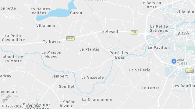 Carte de la zone d'intervention à Pocé-les-Bois