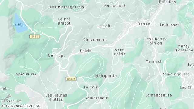 Carte de la zone d'intervention à Orbey