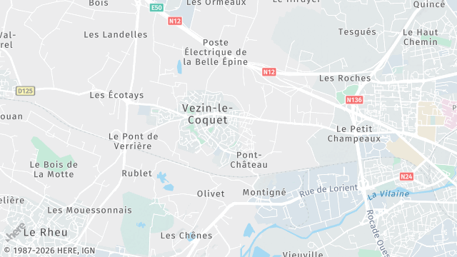 Carte de la zone d'intervention à Vezin-le-Coquet